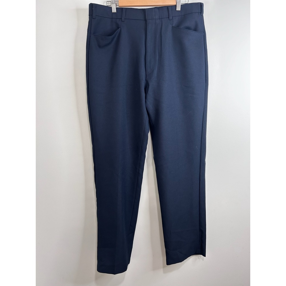 Vintage Levis Action Slacks Mens 36x32 Navy Blue‎ Straight Leg Dress Pants